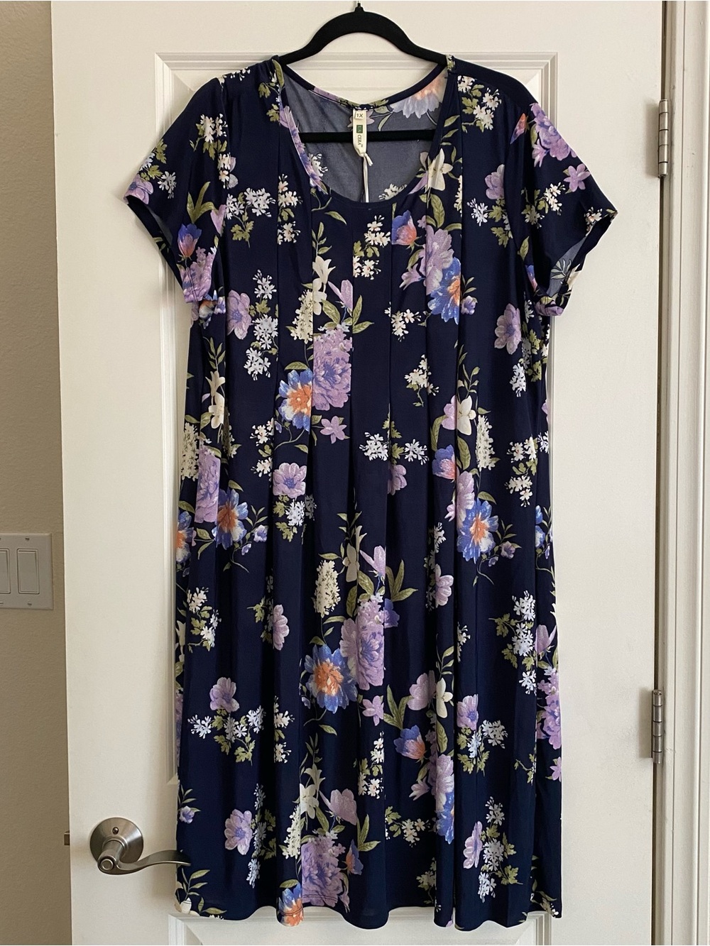 Floral Womans Dress in Navy and Purple